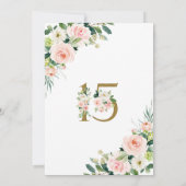 Roze Bloemen Quinceañera Save the Date Gouden Roze (Achterkant)