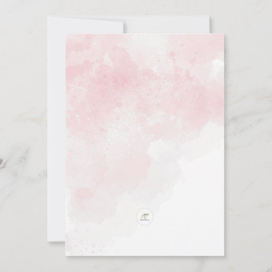 Roze Bloemen Quinceañera Uitnodiging Flat Kaart (Achterkant)