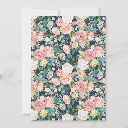  Roze Bloemen Quinceañera Verjaardag Kaart (Achterkant)