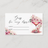 Roze Bloemen Raad hoeveel Kisses Bruids Spel Informatiekaartje (Voorkant)