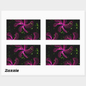 Roze bloemen rechthoekige sticker (Vel)