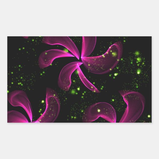 Roze bloemen rechthoekige sticker (Voorkant)