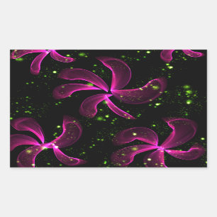 Roze bloemen rechthoekige sticker