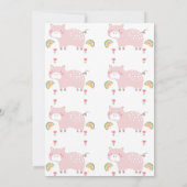 Roze Bloemen Regenbogen Little Piggy 1e Verjaardag Kaart (Achterkant)