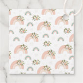 Roze Bloemen Regenboog Baby shower Bedankjes Labels (Achterkant)