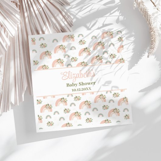 Roze Bloemen Regenboog Baby shower servetten