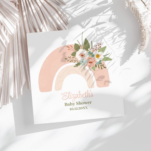 Roze Bloemen Regenboog Baby shower servetten