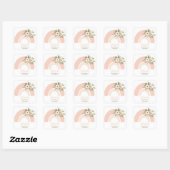 Roze Bloemen Regenboog Baby shower Vierkante Sticker (Vel)
