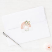 Roze Bloemen Regenboog Baby shower Vierkante Sticker (Envelop)