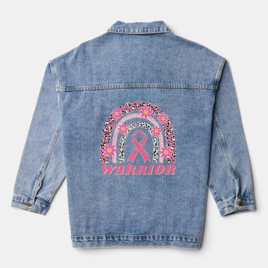 Roze Bloemen Regenboog Borstkanker Warrior Denim Jacket (Achterkant)