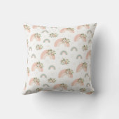 Roze Bloemen Regenboog Custom Naam Kussen (Achterkant)