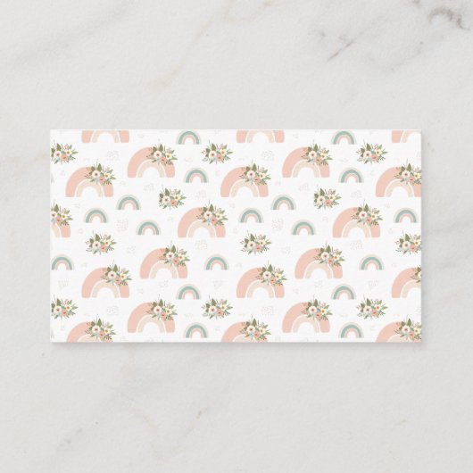 Roze Bloemen Regenboog Luier Raffle Behuizing Kaar Informatiekaartje (Achterkant)