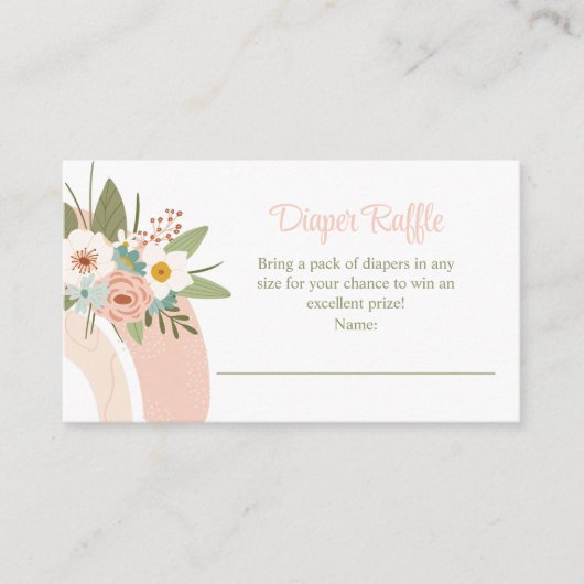 Roze Bloemen Regenboog Luier Raffle Behuizing Kaar Informatiekaartje (Voorkant)