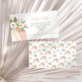 Roze Bloemen Regenboog Luier Raffle Behuizing Kaar Informatiekaartje