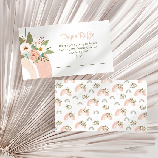 Roze Bloemen Regenboog Luier Raffle Behuizing Kaar Informatiekaartje