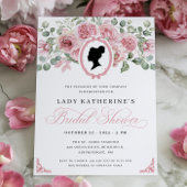 Roze Bloemen Regency Era Bruids Douche Uitnodiging