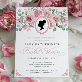 Roze Bloemen Regency Era Bruids Douche Uitnodiging