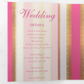 Roze Bloemen Regency Era Bruiloft Drieluik Uitnodiging (Binnenzijde eerst)