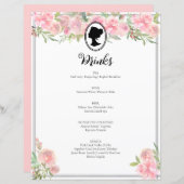 Roze Bloemen Regency Vrijgezellenfeest Cocktail Me (Voorkant / Achterkant)