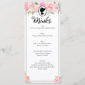 Roze Bloemen Regency Vrijgezellenfeest Cocktail Me Menu (Voorkant)