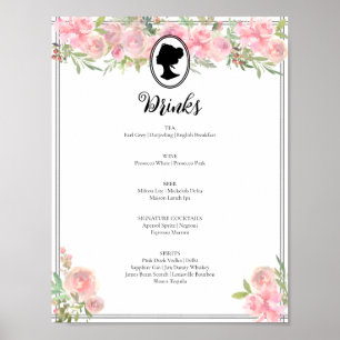 Roze Bloemen Regency Vrijgezellenfeest Cocktail Me Poster