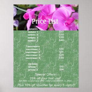 Roze bloemen  Reiki zen diensten prijslijst Poster