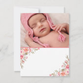 Roze Bloemen Religieus Kruis Foto Bedankkaart (Achterkant)