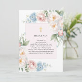 Roze Bloemen Religieuze Begrafenis Dankjewel Kaart (Staand voorkant)