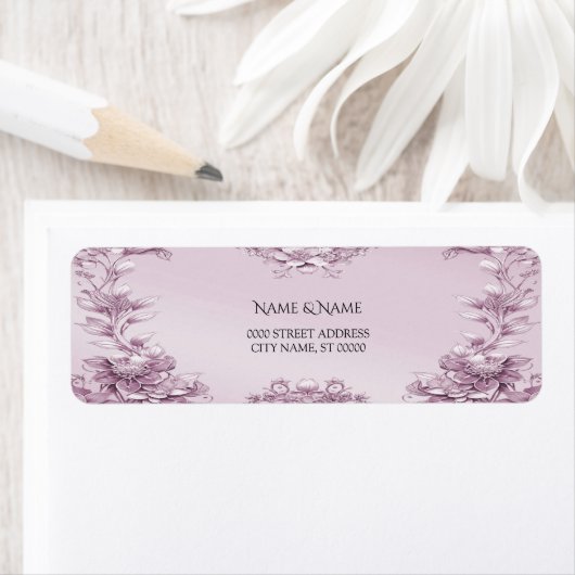 Roze Bloemen Retour Adres Label (Insitu)