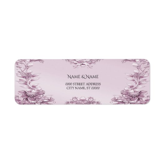 Roze Bloemen Retour Adres Label (Voorkant)
