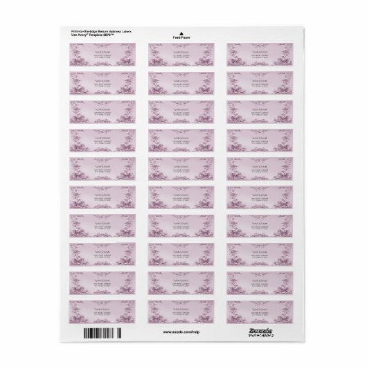 Roze Bloemen Retour Adres Label (Full Sheet)