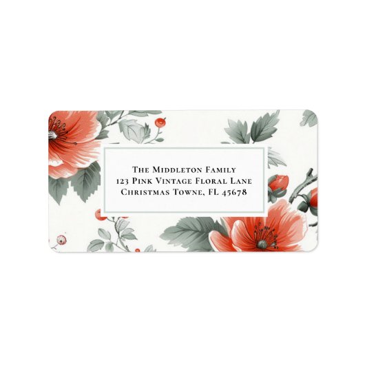 Roze  Bloemen Retour Adreslabels Etiket (Voorkant)