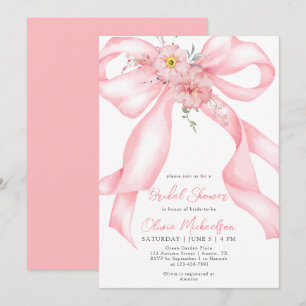 Roze Bloemen Ribbon Bow Boho Coquette Vrijgezellen Kaart