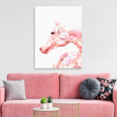 Roze bloemen Riding Horse | Aesthetisch kunstwerk Canvas Afdruk (Insitu (Woonkamer))