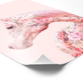 Roze bloemen Riding Horse | Aesthetisch kunstwerk Foto Afdruk (Hoek)