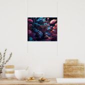 Roze Bloemen Robot Poster (Keuken)