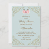 Roze Bloemen Rococo  Bloemen Baby shower Kaart (Voorkant)
