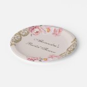 Roze  Bloemen Rococo Peony Vrijgezellenfeest Papieren Bordje (Gekanteld)