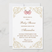 Roze Bloemen Rococo pioen Baby shower Kaart (Voorkant)