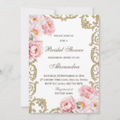 Roze Bloemen Rococo pioen Vrijgezellenfeest Kaart (Voorkant)