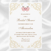 Roze Bloemen Rococo  pioen Vrijgezellenfeest Kaart