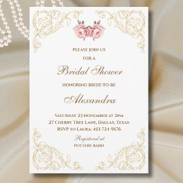 Roze Bloemen Rococo  pioen Vrijgezellenfeest Kaart