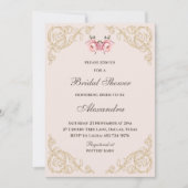 Roze Bloemen Rococo  Pioen Vrijgezellenfeest Kaart (Voorkant)