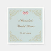 Roze Bloemen Rococo  Pioen Vrijgezellenfeest Servet (Voorkant)