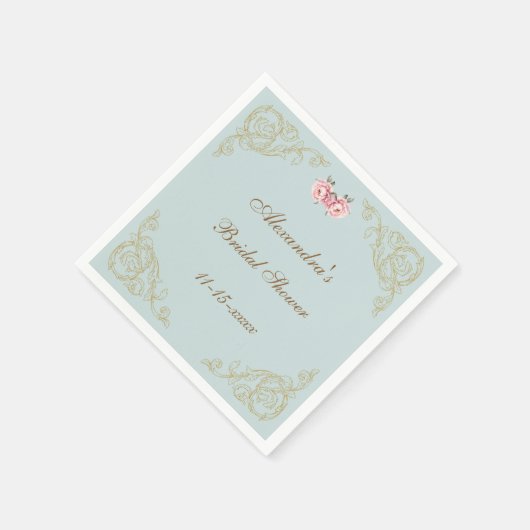 Roze Bloemen Rococo  Pioen Vrijgezellenfeest Servet (Hoek)