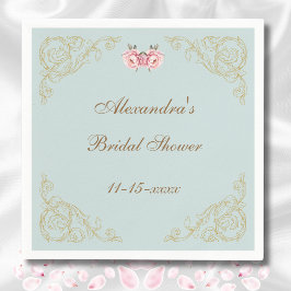 Roze Bloemen Rococo  Pioen Vrijgezellenfeest Servet