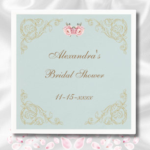 Roze Bloemen Rococo  Pioen Vrijgezellenfeest Servet