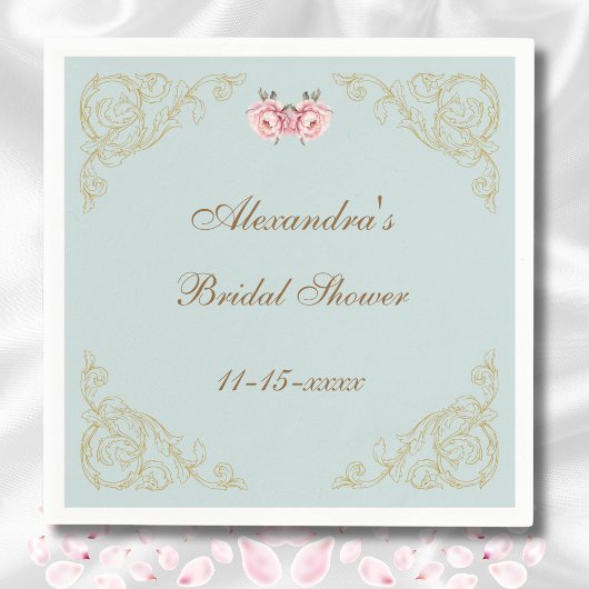 Roze Bloemen Rococo  Pioen Vrijgezellenfeest Servet