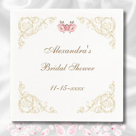 Roze Bloemen Rococo  pioen Vrijgezellenfeest Servet