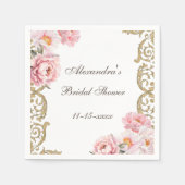 Roze Bloemen Rococo pioen Vrijgezellenfeest Servet (Voorkant)